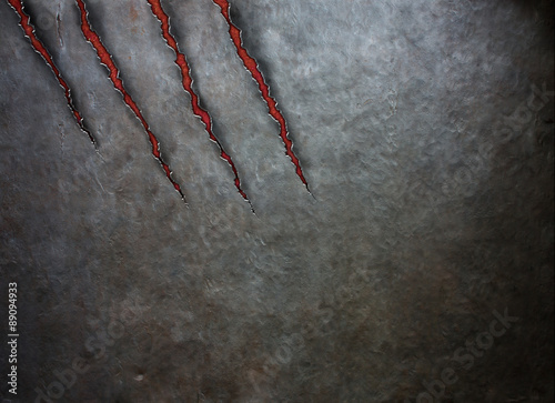 Fotografie, Obraz metal scratched by beast claws