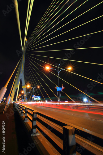 moving light at the bridge / blur light of traffic car