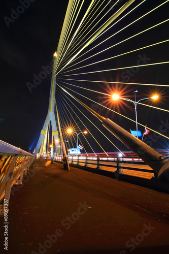 moving light at the bridge / blur light of traffic car