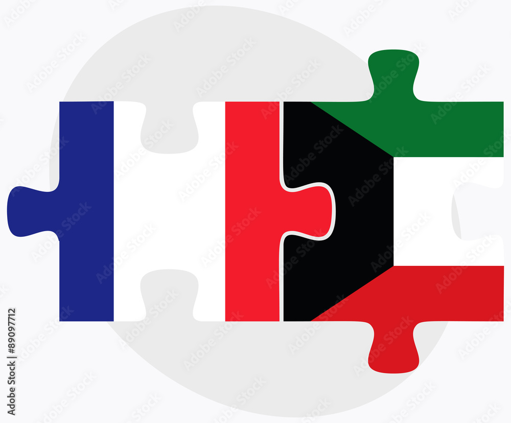 France and Kuwait Flags France and Kuwait Flags