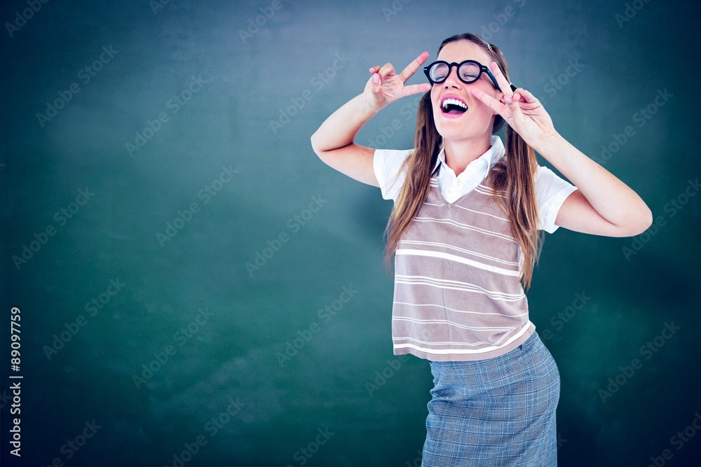 Composite image of happy geeky hipster dancing Composite image of happy geeky hipster dancing