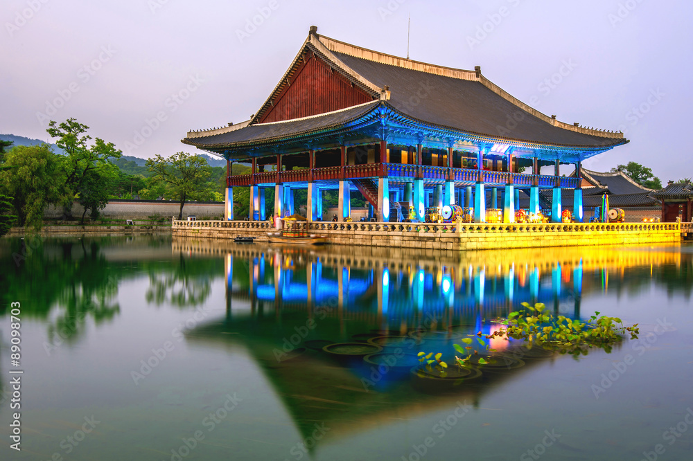 Gyeongbokgung Palace and Milky Way at night in seoul,Korea. Gyeongbokgung Palace and Milky Way at night in seoul,Korea.