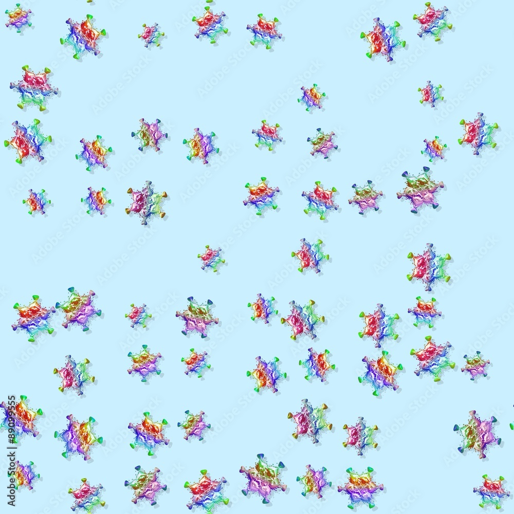Colorful snow flakes pattern on blue Colorful snow flakes pattern on blue