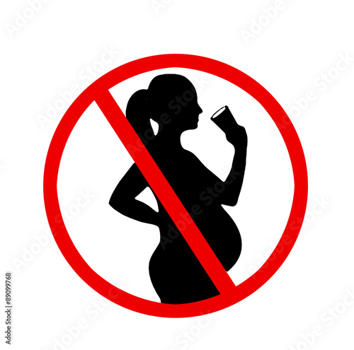 Symbol für Alkoholverbot für Schwangere (auf Weinflaschen) photo