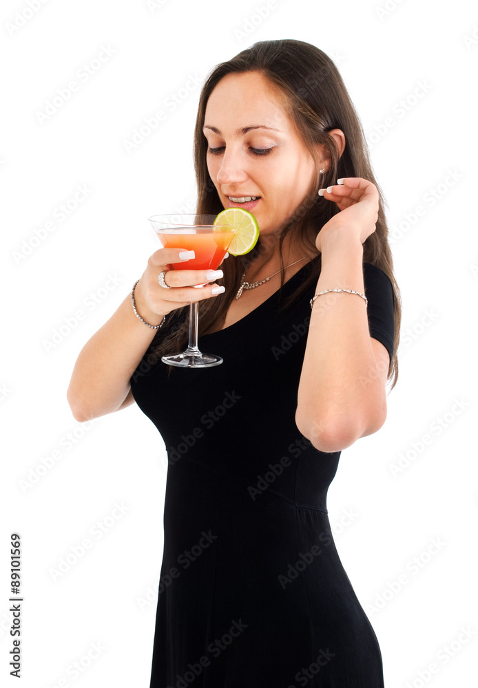 Woman drinking tropical drink Woman drinking tropical drink