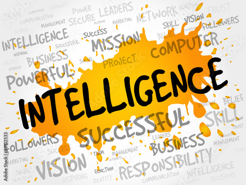 Intelligence word cloud, business concept