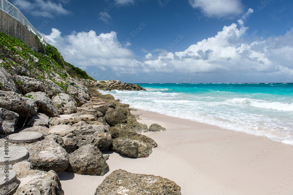 rocky beach on the tropical island