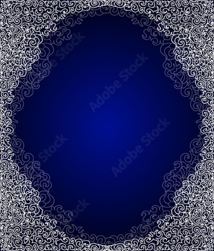Blue vector frame with lacy corners