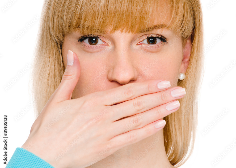 Woman shows sign of silence