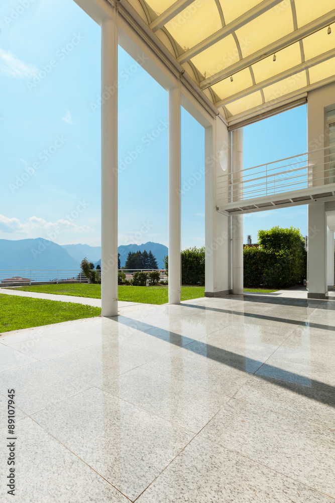 Naklejka premium wide veranda of a modern house