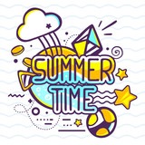 Vector illustration of yellow and blue color summer time quote o