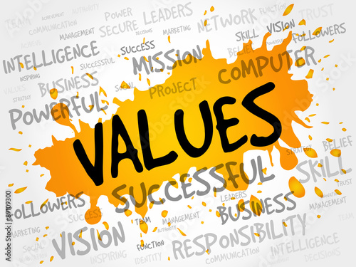 VALUES word cloud, business concept