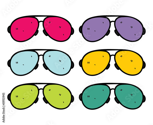 retro sun glasses in doodle style