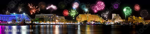 Fotografie Fireworks / Celebratory fireworks at coast of Eilat (Red sea