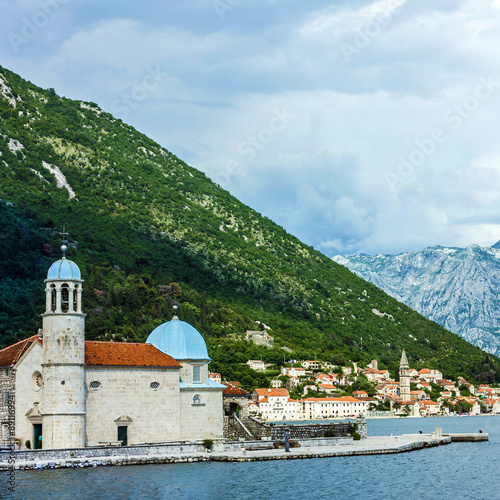 Seascape, Monastery on the island in Perast, Montenegro.