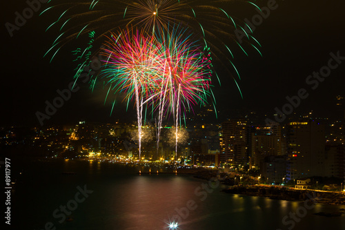 Fireworks over the Calpe Costa Blanca Spain © kubikactive