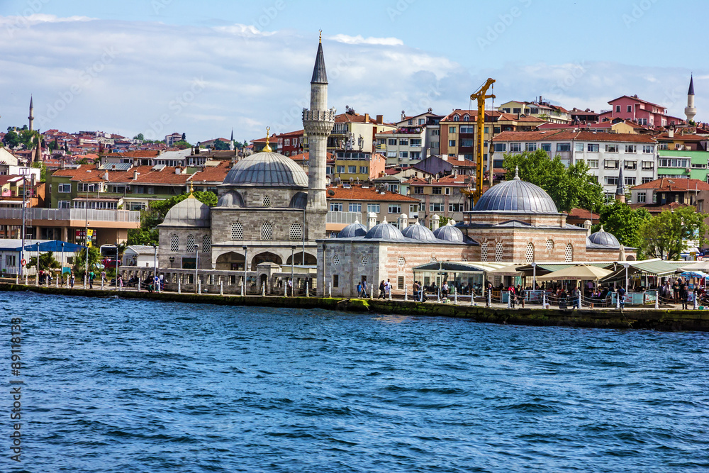 Mosque on seafront of Istanbul, Turkey