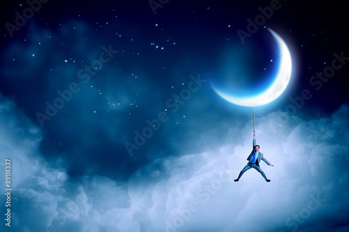 Man hang on moon