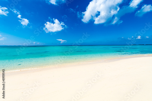 Beautiful sea and the white beach  Okinawa  Japan