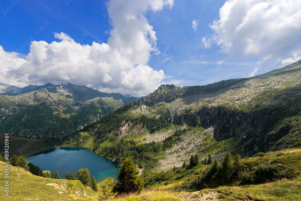 Lago di Campo - Adamello Trento Italy / Campo Lake 1944 m. and Copidello Lake 1968 m., small beautiful alpine lakes in the National Park of Adamello Brenta, Trentino Alto Adige, Italy