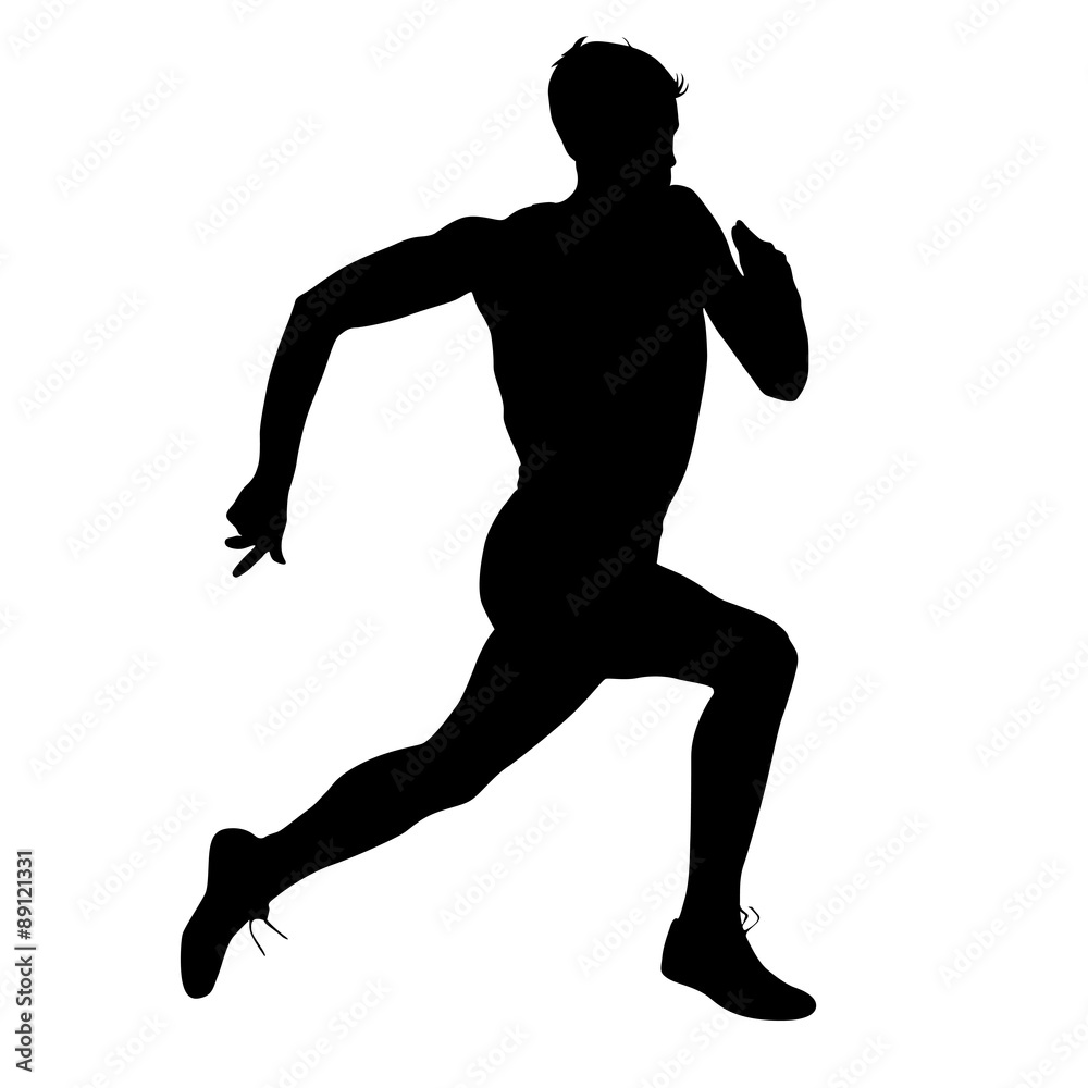 Silhouettes Runners on sprint, men. vector illustration.