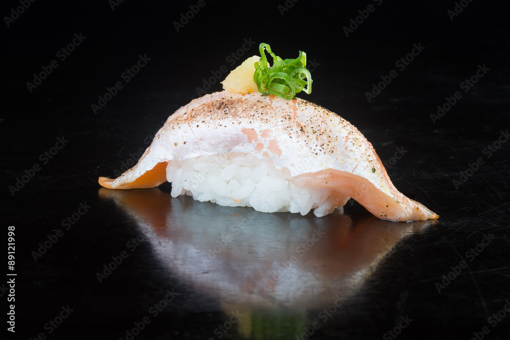 japanese cuisine. sushi salmon on the background japanese cuisine. sushi salmon on the background