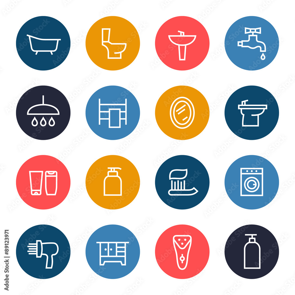 Bathroom icon set