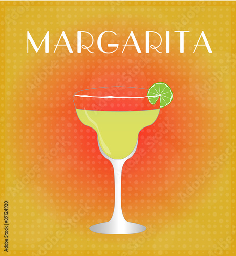 Drinks List Margarita with Red & Golden Background EPS10