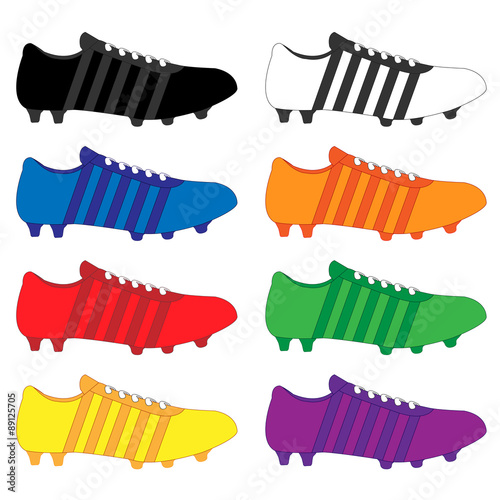 Football Cleats with Stripes in Different Colours Black White Blue Orange Red Green Yellow Purple