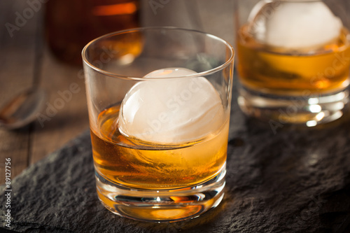 Bourbon Whiskey with a Sphere Ice Cube