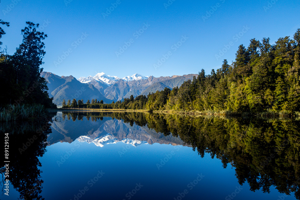Stunning reflection of the nature. Mirror Lake, New Zealand
