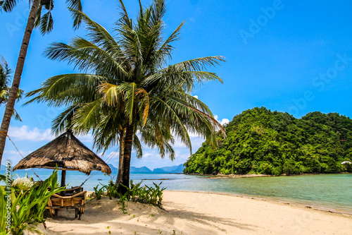 Outstanding beach in a tropical place. Las Cabanas, Palawan, Philippines