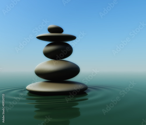 Balancing pebbles on water