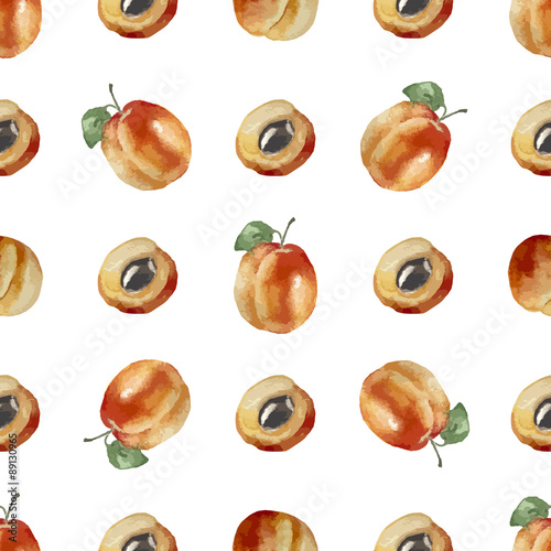 Seamless pattern with watercolor apricot