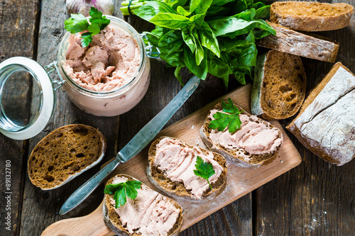 pate in a jar and sandwiches photo