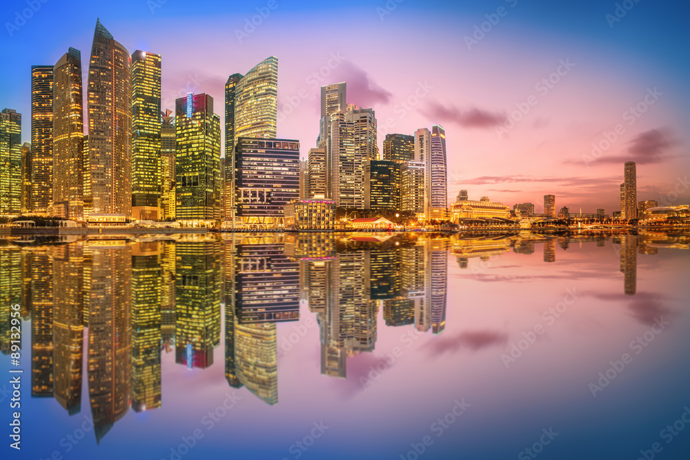 Fototapeta premium Singapore Skyline and view of Marina Bay