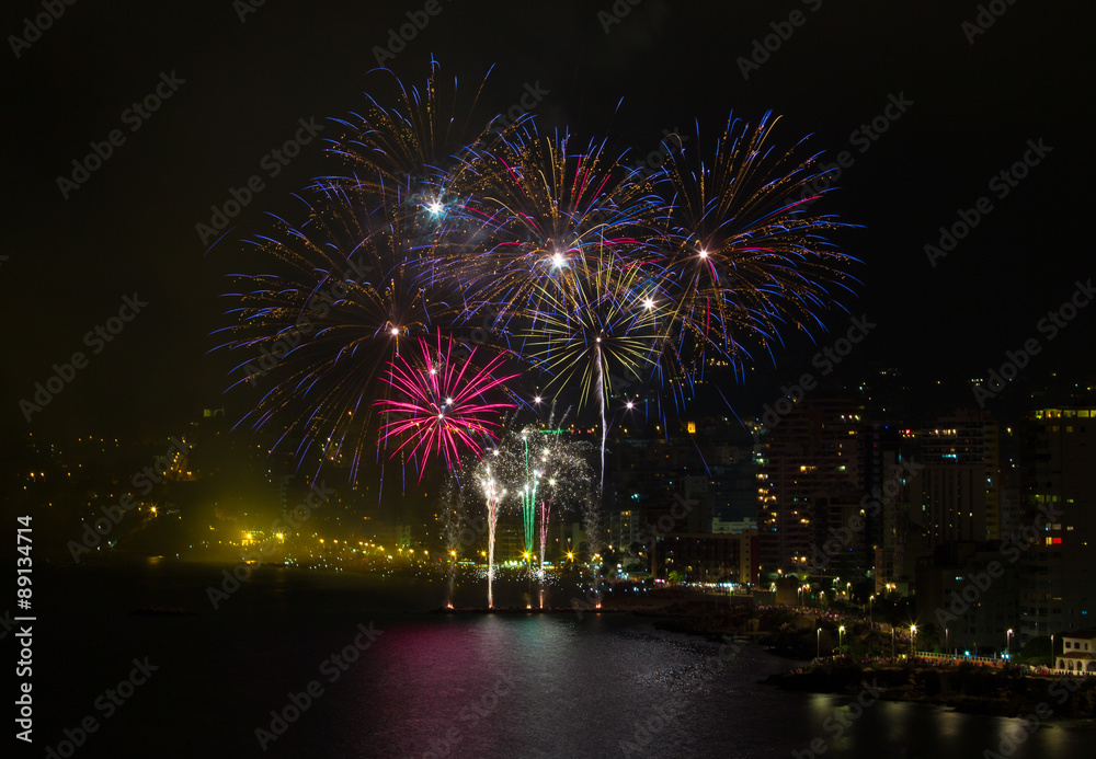 Fireworks over the Calpe Costa Blanca Spain Fireworks over the Calpe Costa Blanca Spain