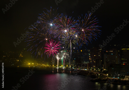 Fireworks over the Calpe Costa Blanca Spain © kubikactive