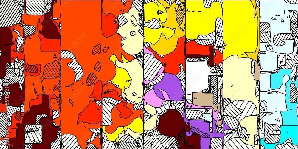 Obraz premium orange yellow blue purple drawing abstract background
