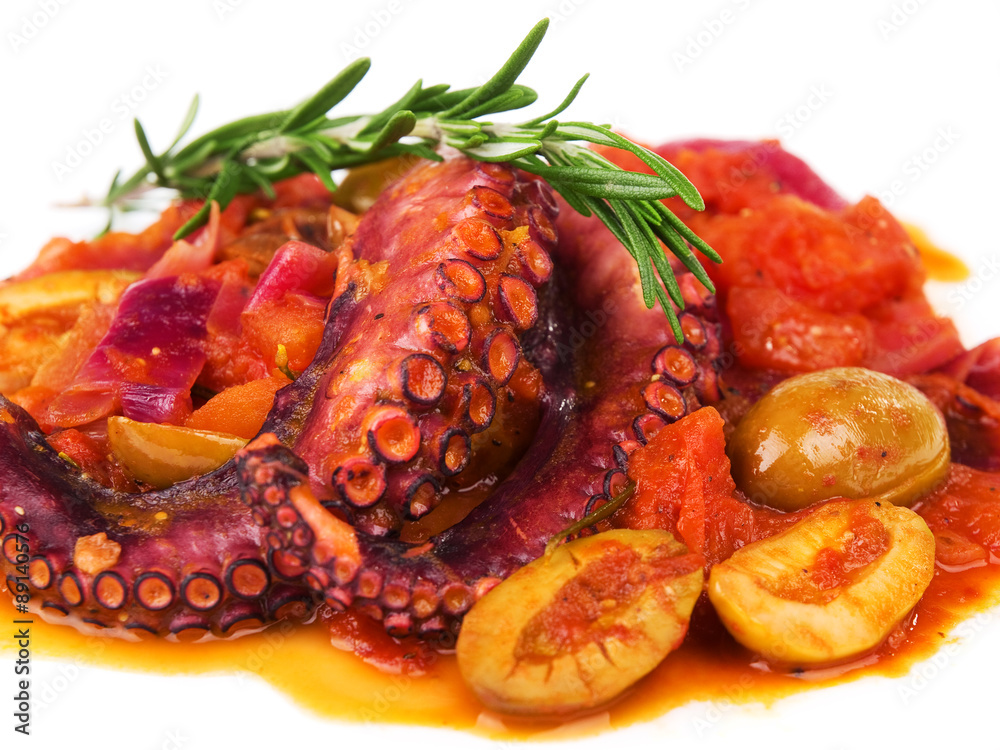 Octopus with tomato sauce and olives Octopus with tomato sauce and olives