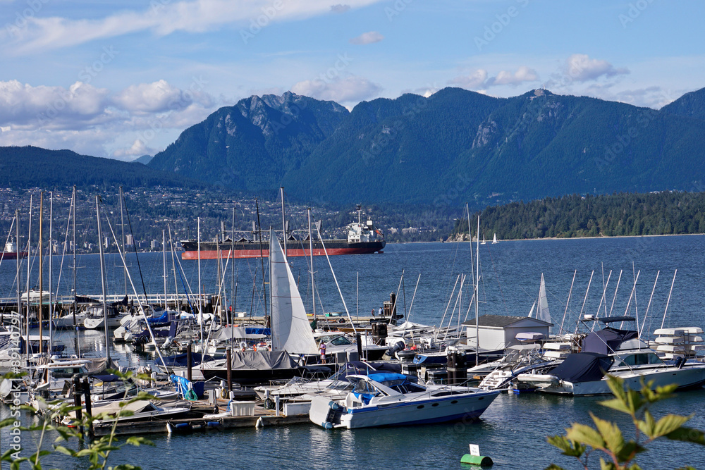Vancouver marina and mountains