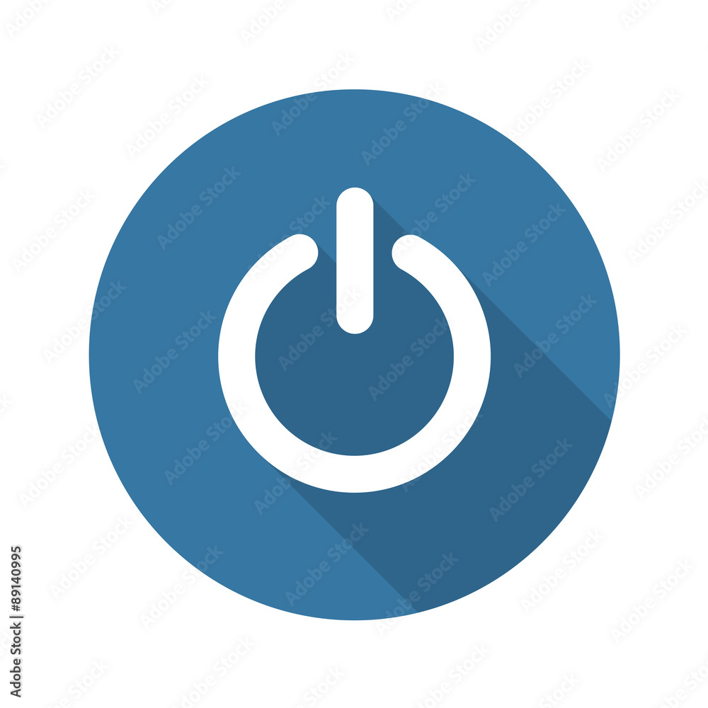 Power Sign Icon. Flat Design. Long Shadow. Power Sign Icon. Flat Design. Long Shadow.