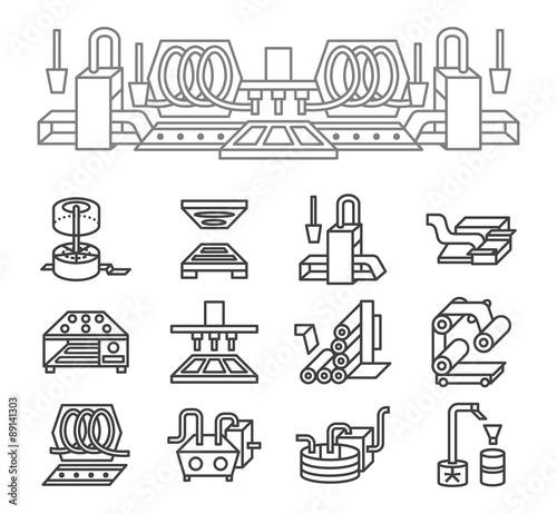 Food production simple line icons
