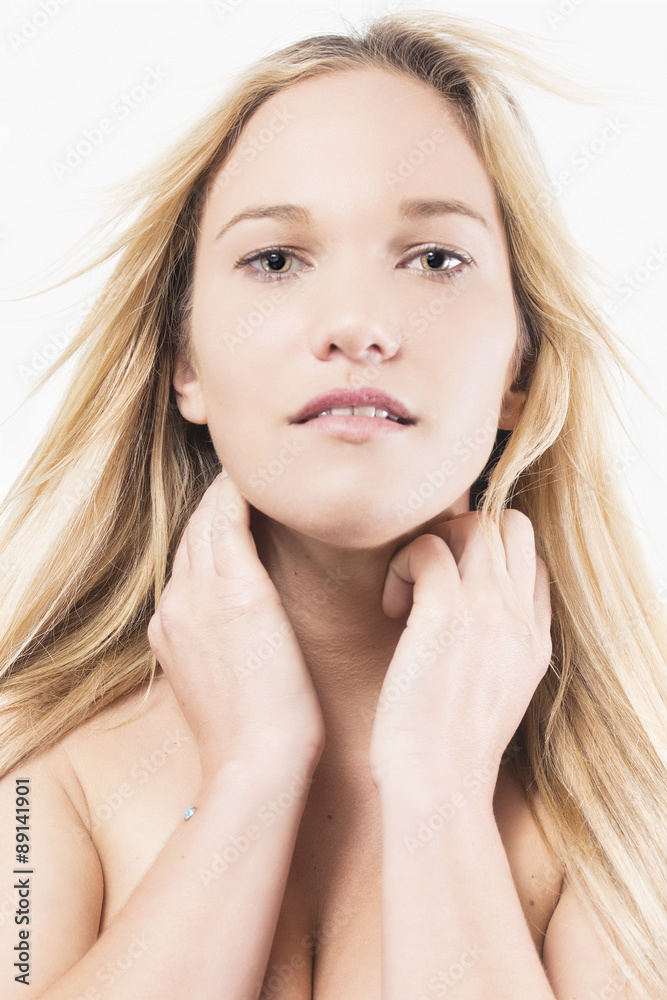 Studio portrait of a young beautiful woman. Cinematic Style. Studio portrait of a young beautiful woman. Cinematic Style.