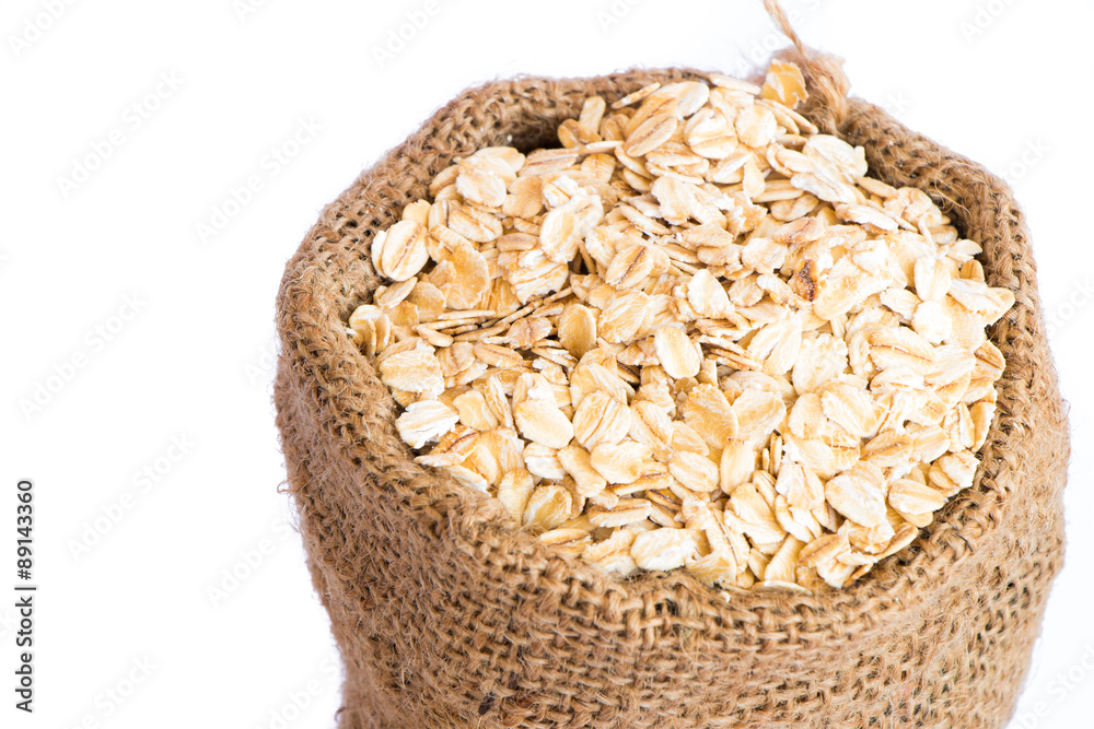 cereal in sack on white background cereal in sack on white background