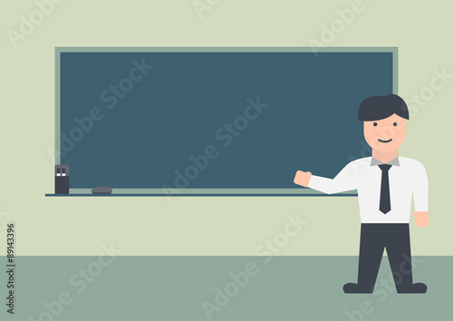 Male teacher and blackboard flat graphic