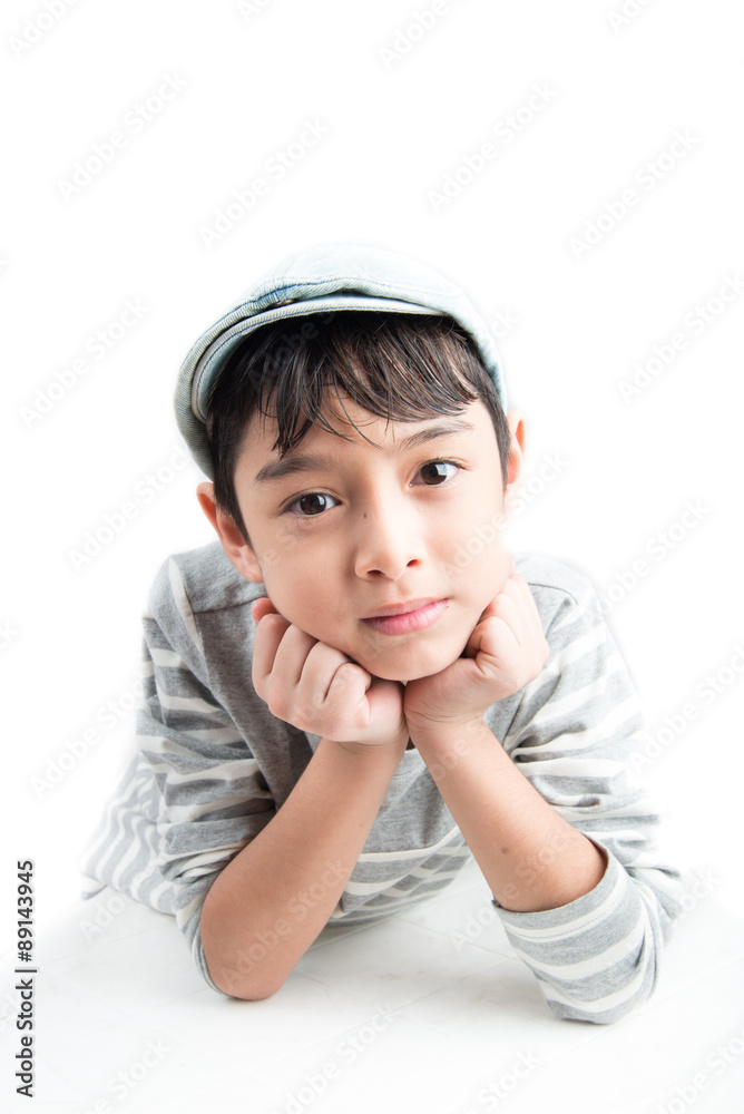 Little handsome boy portrait pose on white background Little handsome boy portrait pose on white background