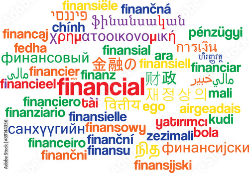 Financial multilanguage wordcloud background concept