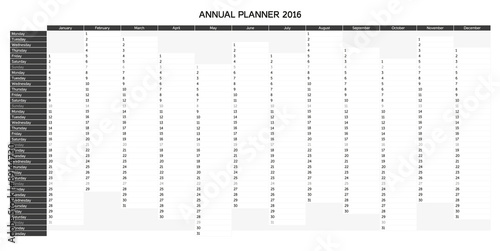 Greyscale English annual planner 2016