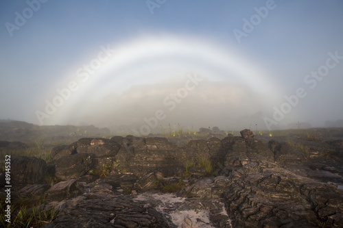 Surreal view on the top of Mount Roraima with rainbow